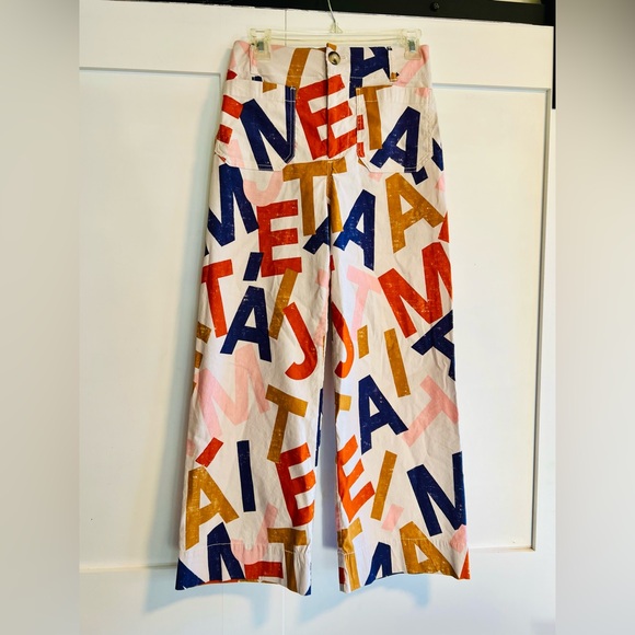 Anthropologie Multicolor Graphic Wide-Leg Pants - Picture 3 of 9